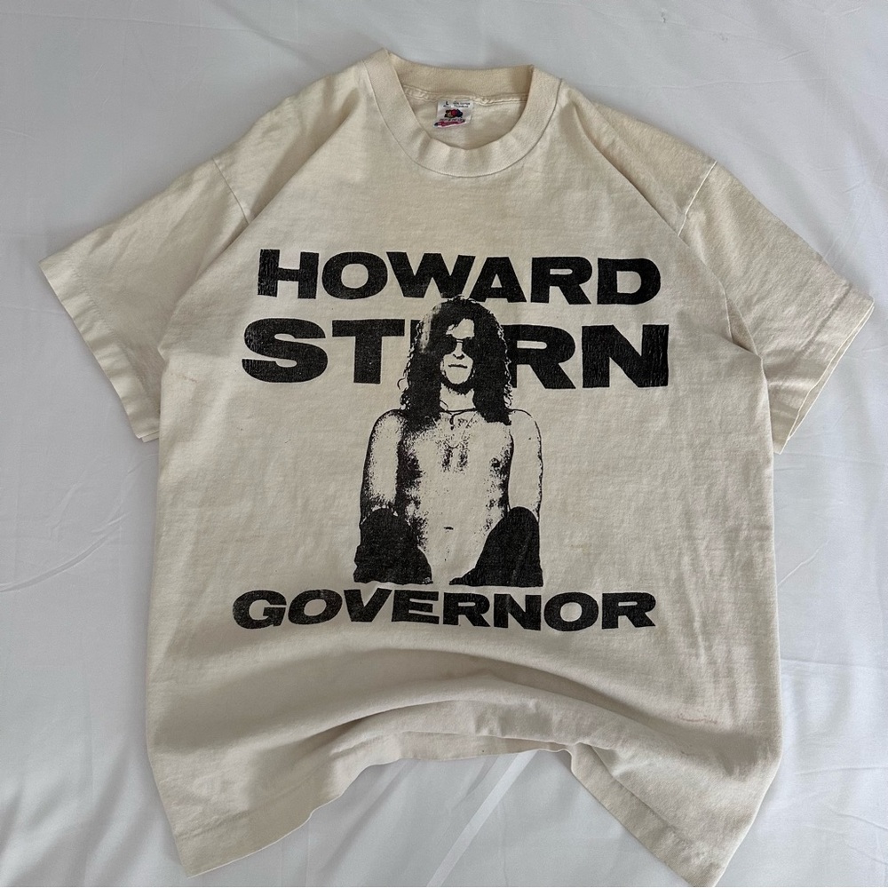 Vintage Howard‎ Stern Governor 90s Single Stitch USA White Tee Shirt Mens Large